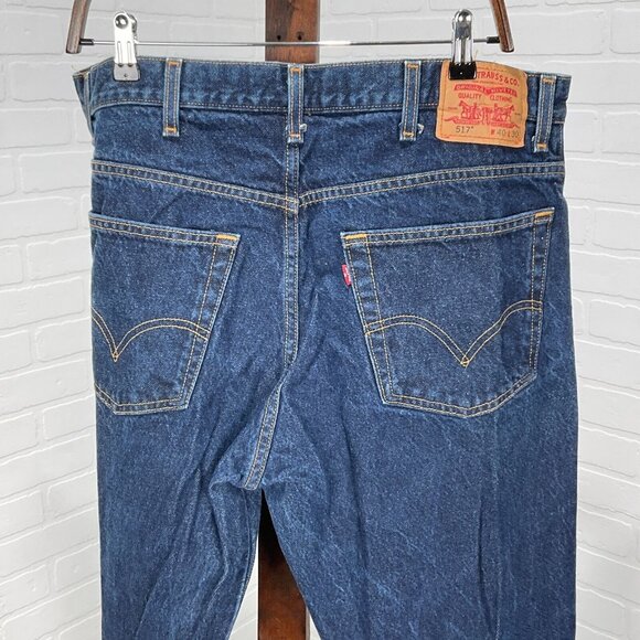 Levis 517 Jeans Men 40Wx30L Blue Bootcut Black Bat Wing Cotton Denim VTG - Picture 4 of 12